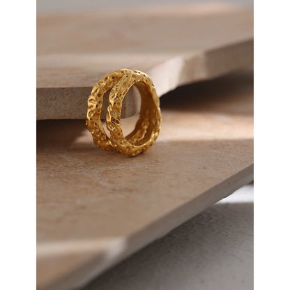 Gold Textured Round Ring