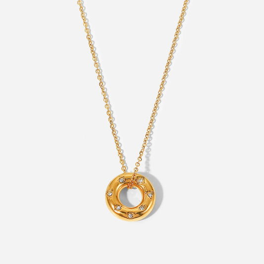 Cubic Zirconia Circle Pendant Necklace