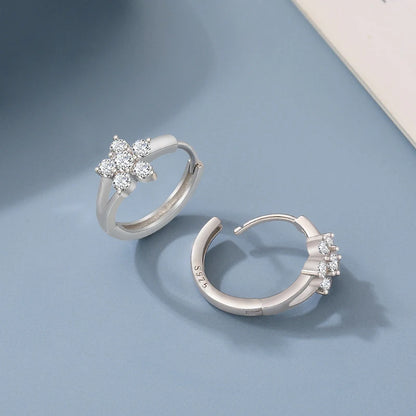 Zircon Flower Hoop Earrings