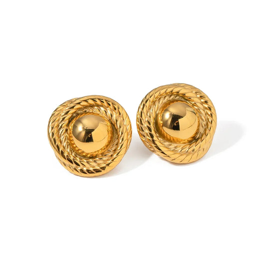 Threaded Textured Ball Stud Earrings