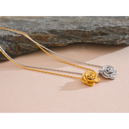 Stereoscopic Flower Pendant Necklace