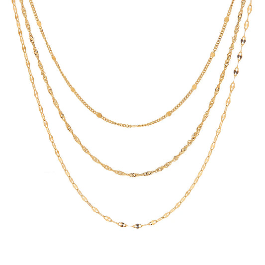 Gold Plated Three-Layer Necklace