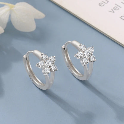 Zircon Flower Hoop Earrings