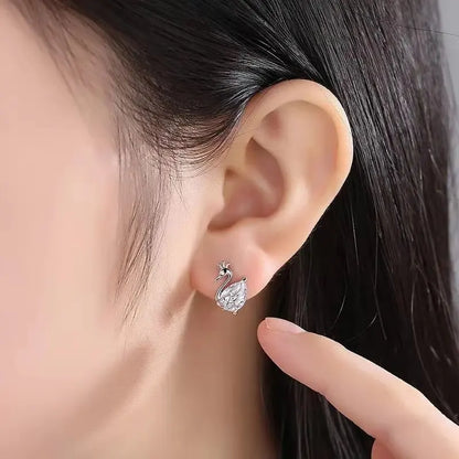 Crystal Swan Stud Earrings