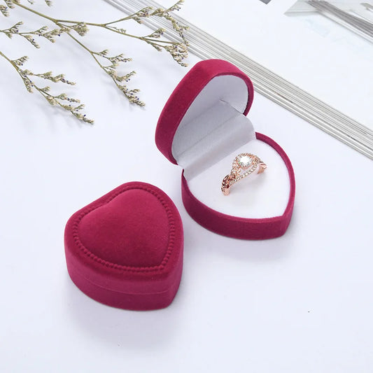 Heart-Shaped Velvet Jewelry Box